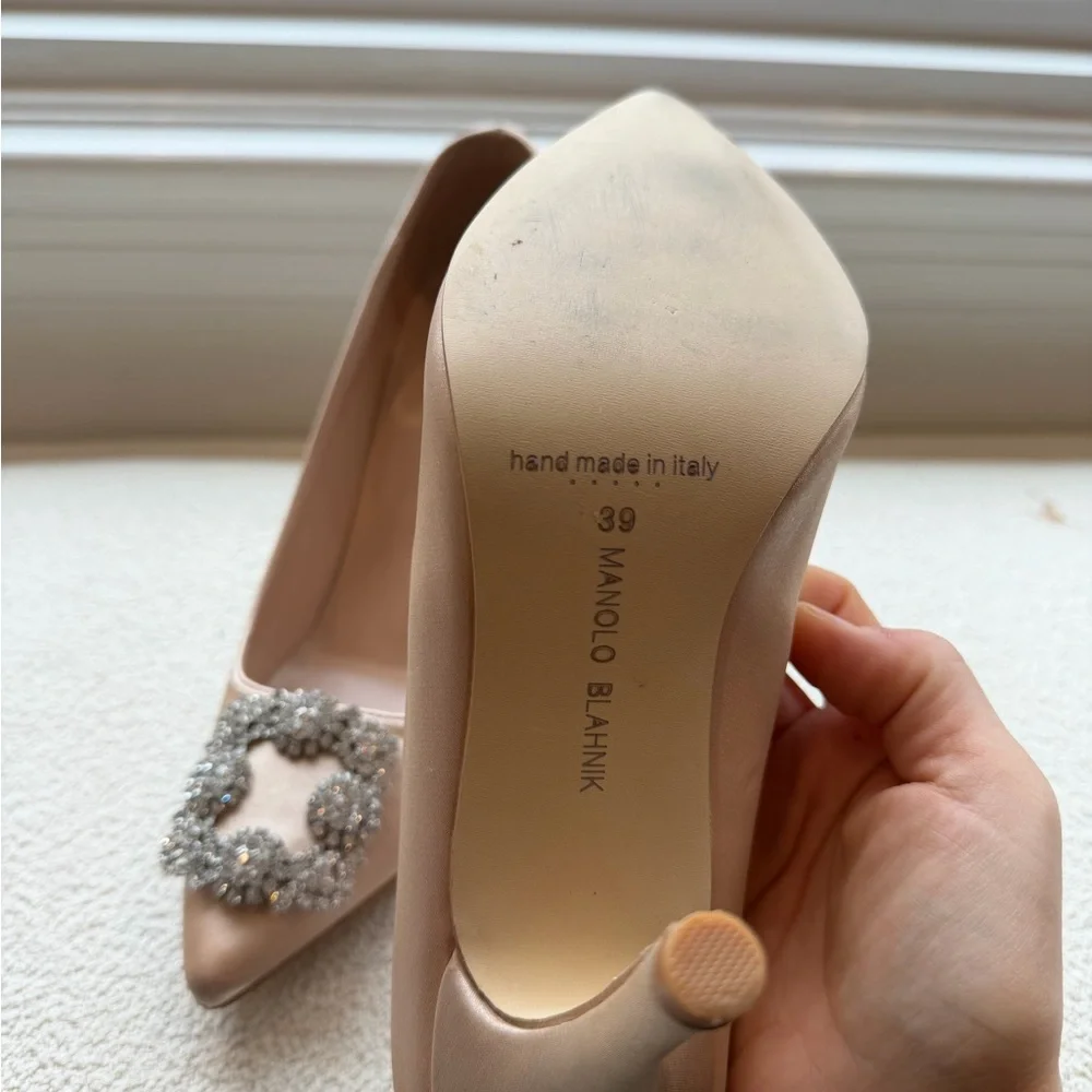 Manolo Blahnik Nude Heels with Crystal Embellishments - Picture 3 of 9